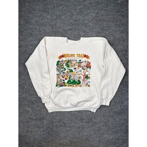 Vintage 1990 Mohawk Trail Massachusetts Graphic Sweatshirt White Large 90s Map